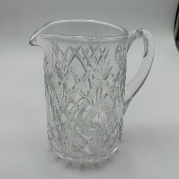 Vintage Crystal Pitcher 7.5” Unmarked But Looks Like A Waterford - Picture 1 of 5